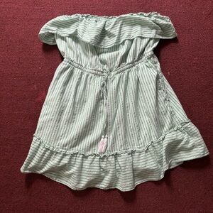 American Eagle striped ruffle tube mini dress with pockets XL